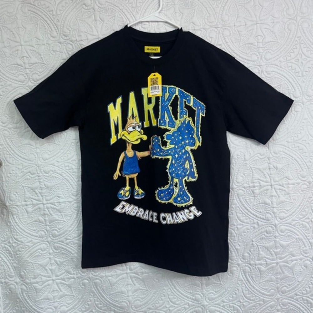 Market Embrace Change Graphic T-Shirt Black Mens Large NWT Streetwear Duck Star